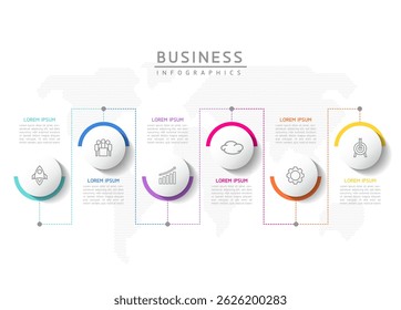 Modelo de apresentação de negócios infográfico vetorial com interconexão circular com 6 opções.