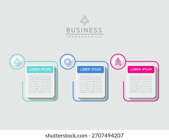 Plantilla de presentación de negocios de infografía vectorial conectada con 3 opciones