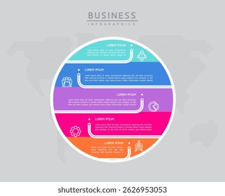 VVector infographic business presentation timeline template with circular interconnection with 5 options.