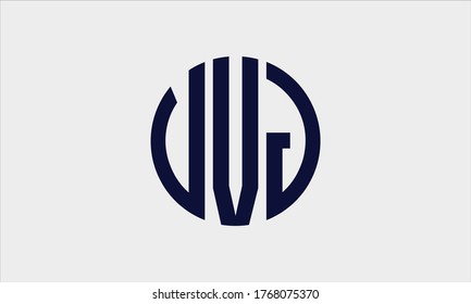 VVJ circular emblem alphabet letter vector logo template