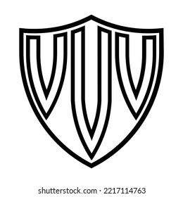 VVV three-letter shield iconic logo design vector template, monogram, abstract, wordmark, letter mark, business, typography, flat, minimalist, brand, initial letter logo, symbol, geometric,  isolated,