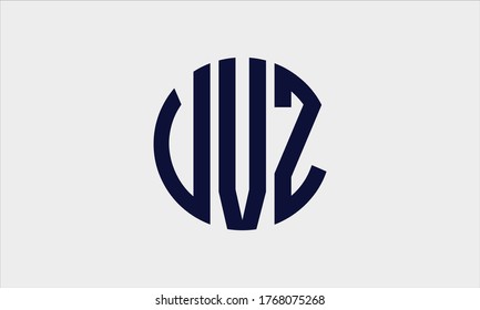 VVZ circular emblem alphabet letter vector logo template