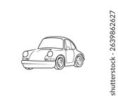 VW beetle car with line art design