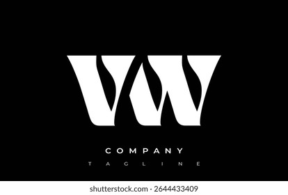 VW Creative Abstract Typography Logo Design. Elegant logo combining bold typography and creative shapes, ideal for branding and identity solutions.