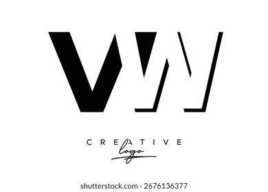 Logotipo minimalista creativo de VW de espacio negativo más tarde con monograma moderno para marca y logotipo de marca comercial con letras iniciales Diseño de logotipo para marca.