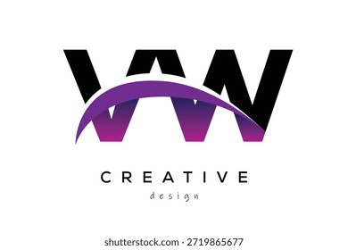 VW kreative und moderne Buchstaben Logo Design mit kreativen lila Welle abstrakte Latter Logo Konzept.