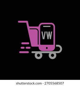 VW Fast Ecommerce Diseño de Logo Plantilla de Ilustración vectorial, VW Diseño de Logo