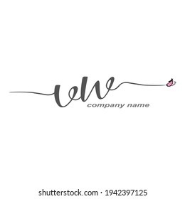 VW Logotipo inicial de escritura a mano lujo belleza vectorial
