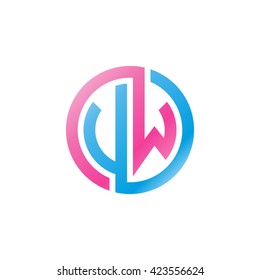 VW initial letters looping linked circle logo pink blue