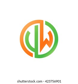 VW initial letters looping linked circle logo orange green