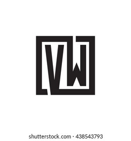 VW initial letters looping linked square monogram logo