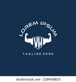 VW-Erstmonogramm für Fitness- oder Fitnesslogos mit kreativem Design