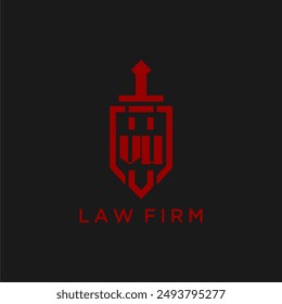 VW initial monogram for law firm with sword and shield logo image