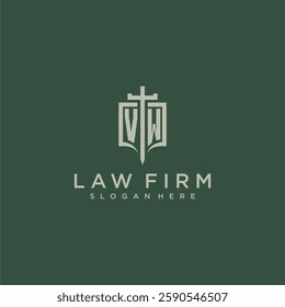 VW initial monogram for law firm with sword and shield logo image