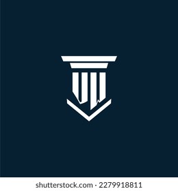 Leyenda del logotipo del monograma inicial de VW con diseño de hitos