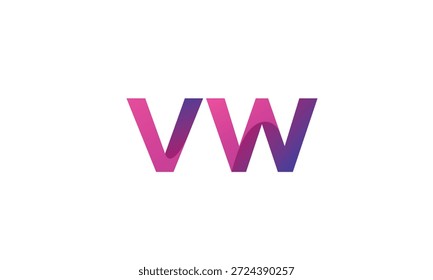 Logotipo del monograma del gradiente de la letra de VW para la marca moderna del negocio