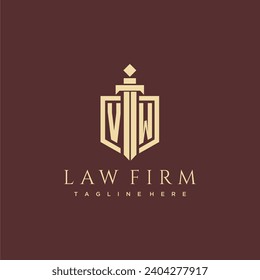 VW letter monogram for law firm with sword and shield logo image