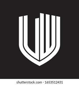 VW Logo monogram with emblem shield design isolated on black background