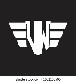 VW Logo monogram with emblem and wings element design template