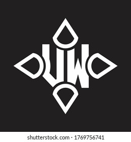 Monograma del logotipo de VW con cuatro cono redondeado por la plantilla de diseño de forma