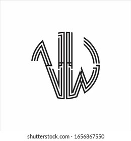 VW Logo monogram triple ribbon style line design template isolated on white background