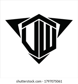 VW Logo monogram with wings arrow around design template on white background