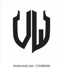 VW Logo Shield style Monogram design template on white background
