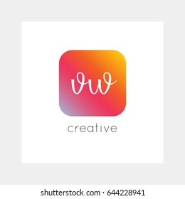 VW logo, vector. Useful as branding, app icon, alphabet combination, clip-art.