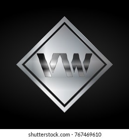 VW Monogram, Silver Logo, Metal Logo, Luxury, Elegant, Abstract, square