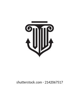 VW pillar and anchor combination concept logo in high quality design