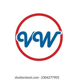 VW round red and blue colour vector logo