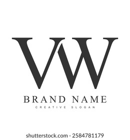 VW trendy logotype template. Initial letter v and w classic font style. Creative logo for company name or identity. Vector illustration.