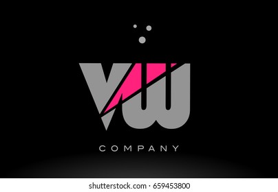 vw v w alphabet letter logo pink grey black creative company vector icon design template