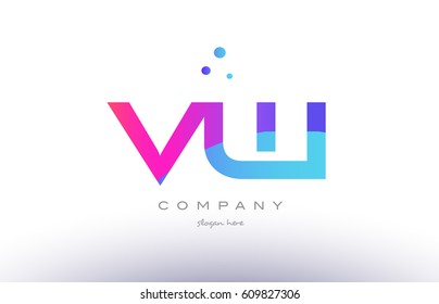 vw v w  creative pink purple blue modern dots creative alphabet gradient company letter logo design vector icon template