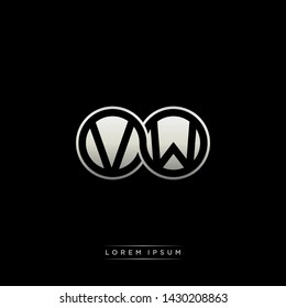 VW V W initial letter linked circle capital monogram logo modern template silver color edition