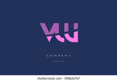 vw v w  pink blue pastel modern abstract alphabet company logo design vector icon template 
