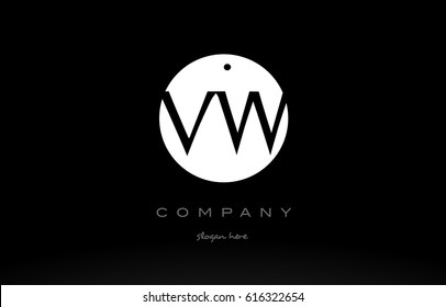 VW V W simple black white circle background alphabet company logo design vector icon template