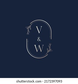 Letras iniciales del logotipo de boda VW en un diseño profesional de alta calidad que se imprimirá en cualquier medio impreso
