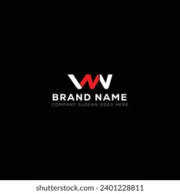 VW White Letter monogram Logo Design with Black Background. V W