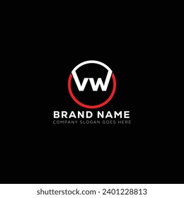 VW White Letter monogram Logo Design with Black Background. V W