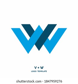VW or WV initial letter vector logo template