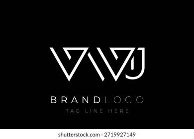 Diseño de logotipo de carta abstracta VWJ. Diseño moderno del logotipo del negocio con tipografía Abstractas y estilo contemporáneo