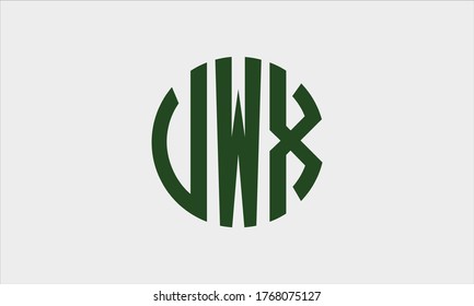 VWX circular emblem alphabet letter vector logo template