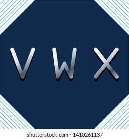 VWX metallic font with lines in corners vector illustration