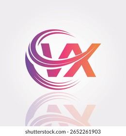 Logotipo del monograma del remolino del gradiente creativo de VX – diseño Abstractas moderno de la marca de la letra para la marca del Profesional y la identidad digital