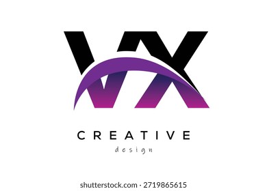 VX kreative und moderne Buchstaben Logo-Design mit kreativen lila Welle abstrakte Latter Logo Konzept.