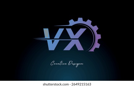 VX Gear Fusion Logo – Industrial Tech-Inspired Letter mark Futuristic Industrial Letter Mark Design for Technology and Engineering Brands.