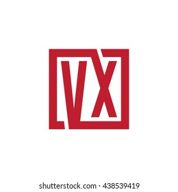 VX initial letters looping linked square logo red