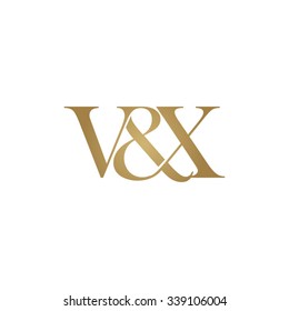 V&X Initial logo. Ampersand monogram golden logo