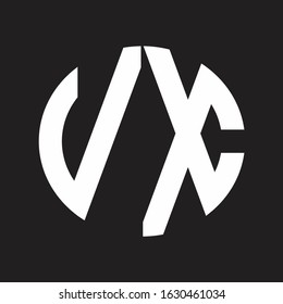 VX Initial Logo design Monogram Isolated on black and white